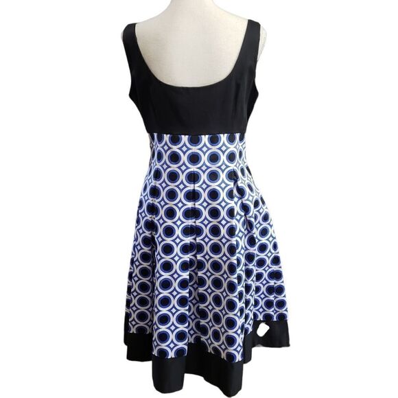 Maggy London Black & Geo Print Fit & Flare Dress Sz 10 NWT - Picture 2 of 16